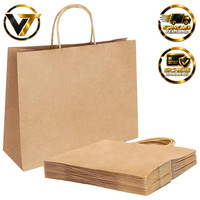 Kraft-PapiertüTen Braun Mit Henkel Groß 27 X 12 X 21Cm 50 StüCk