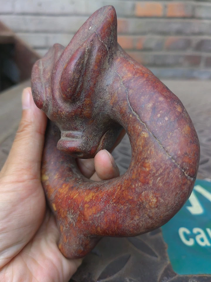 Antigua China, dragón de jade dinastía Shang de 14 cm Foto 2 de 4