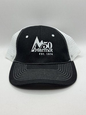 MARMOT 50 Black & White Mesh Breathable Adjustable Trucker Cap Outdoor Athlete