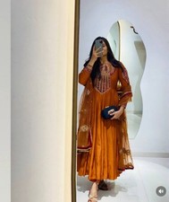 Latest Beautiful Georgette Orange Salwar Kameez With Dupatta For Indian Party