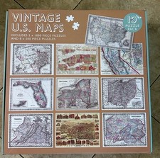 Vintage U.S. Maps 10 Puzzle Pack, Includes 2 X 1000 Piece Puzzles 8 X 500. New