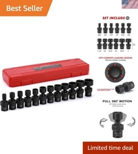 Universal 12-Piece Shallow Impact Socket Set with Swivel Design & Storage Case