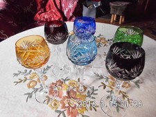 6 x Nachtmann Vintage Überfang Wein Römer Dekor 124  Kräftige Bunte Farben