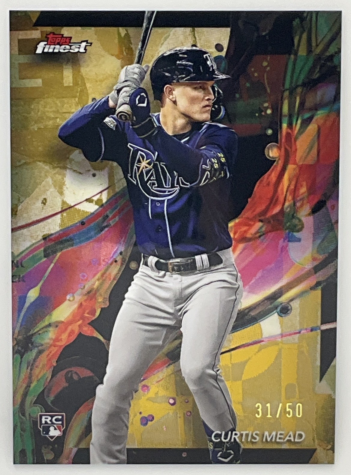 2024 Topps Finest Curtis Mead Gold Refractor /50 #78 RC Tampa Bay Rays