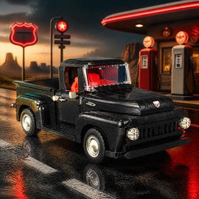 1953 American Muscle FORD F-100 PICKUP Truck DARK 1/14 Building Bricks 1406PCS