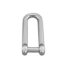 STAINLESS LONG D SHACKLE WITH NO SNAG PIN, 1/4" 316 SS