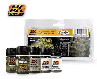 AK Interactive AK087 - Engines And Metal Weathering Set 5x35ml - Neu
