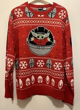 Star Wars Mandalorian Christmas Baby Yoda Holiday Ugly Sweater Grogu Medium