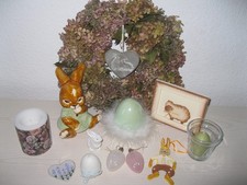 Oster Deko Paket Chabby Chic Hasendame Oster Ei, echter Hortensien Kranz usw.