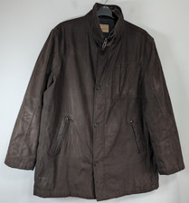 M&S Moleskin Jacket Mens XL Brown Lined Zip Pocket Stand Collar Casual Country