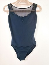 Chacott Navy Leotard M Dressy Tulle Embroidery Dance Costume