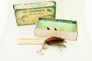 Vintage Ol Skipper Spinna Tail Minnow Antique Fishing Lure Box with Insert JJ7