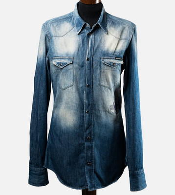 DOLCE & GABBANA SICILIA - DENIM GR.38 BAUMWOLLE WESTERN VINTAGE JEANSHEMD