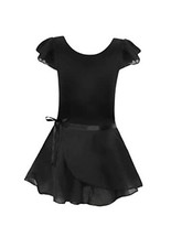 Ballet Leotards for Girls with Removable Skirt Combo Tie 5-6 Years Solid Black