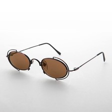 Oval 90s Metal Vintage Sunglass RX Quality Copper / Brown Lens -Klaus
