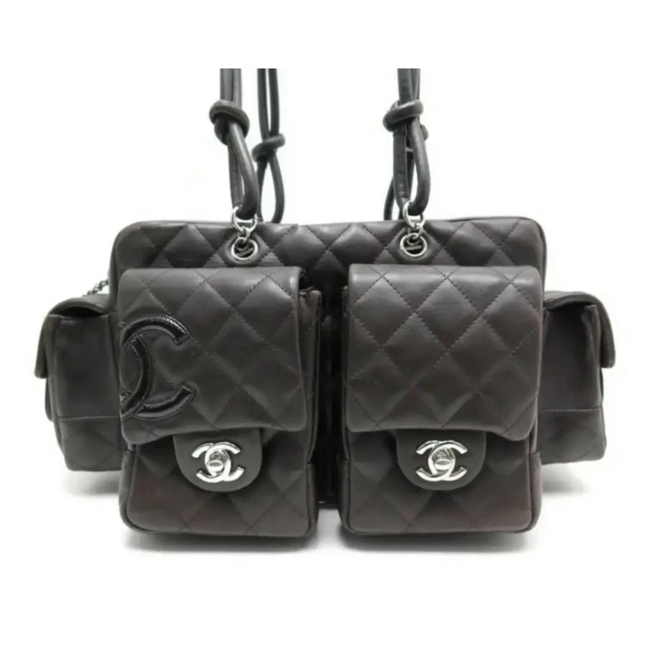 CHANEL Cambon Ligne Reporter Quilted Brown Lambskin Bag - Image 4 of 4