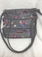 Bueno Vintage Pretty White With Flowers Double Zipper Front Pocket Handbag New