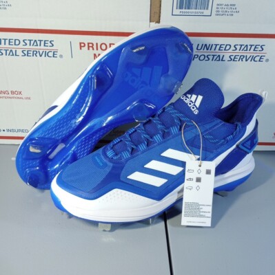 Adidas Men's Icon 7 Boost Baseball Metal Cleats White Blue Size 10