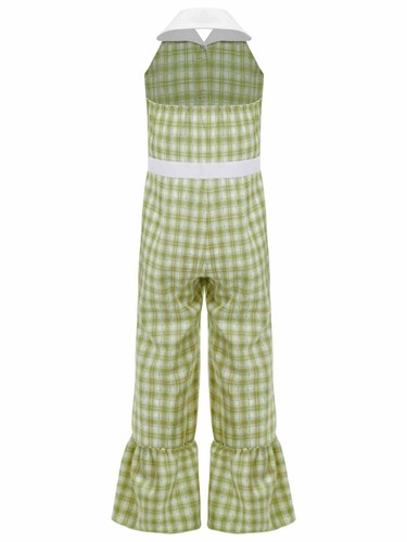 Kids Girls Rompers Backless Bodysuit Cosplay Overalls Plaid Jumpsuit Casual 70s - Picture 53 of 65