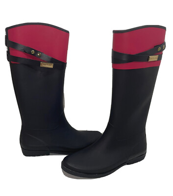 Tommy Hilfiger Rubber rain boots Navy Blue Pink Gold Accents Size