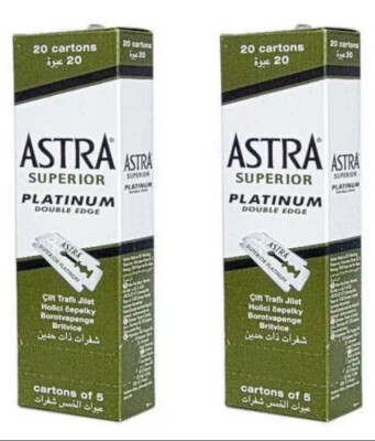 200 ASTRA Super Platinum Smooth Double Edge Safety Razor Blades  2 Boxes of 20x5
