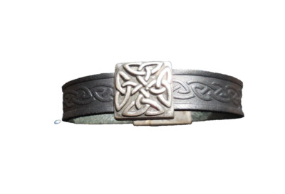 Lee River Braden Embossed Cuff Bracelet, black, Irish Leather, medium