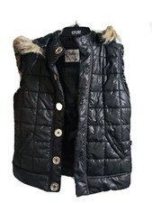 Justice Vest Girls Size 14 Hooded Puffer Hooded Vest Black GDOT