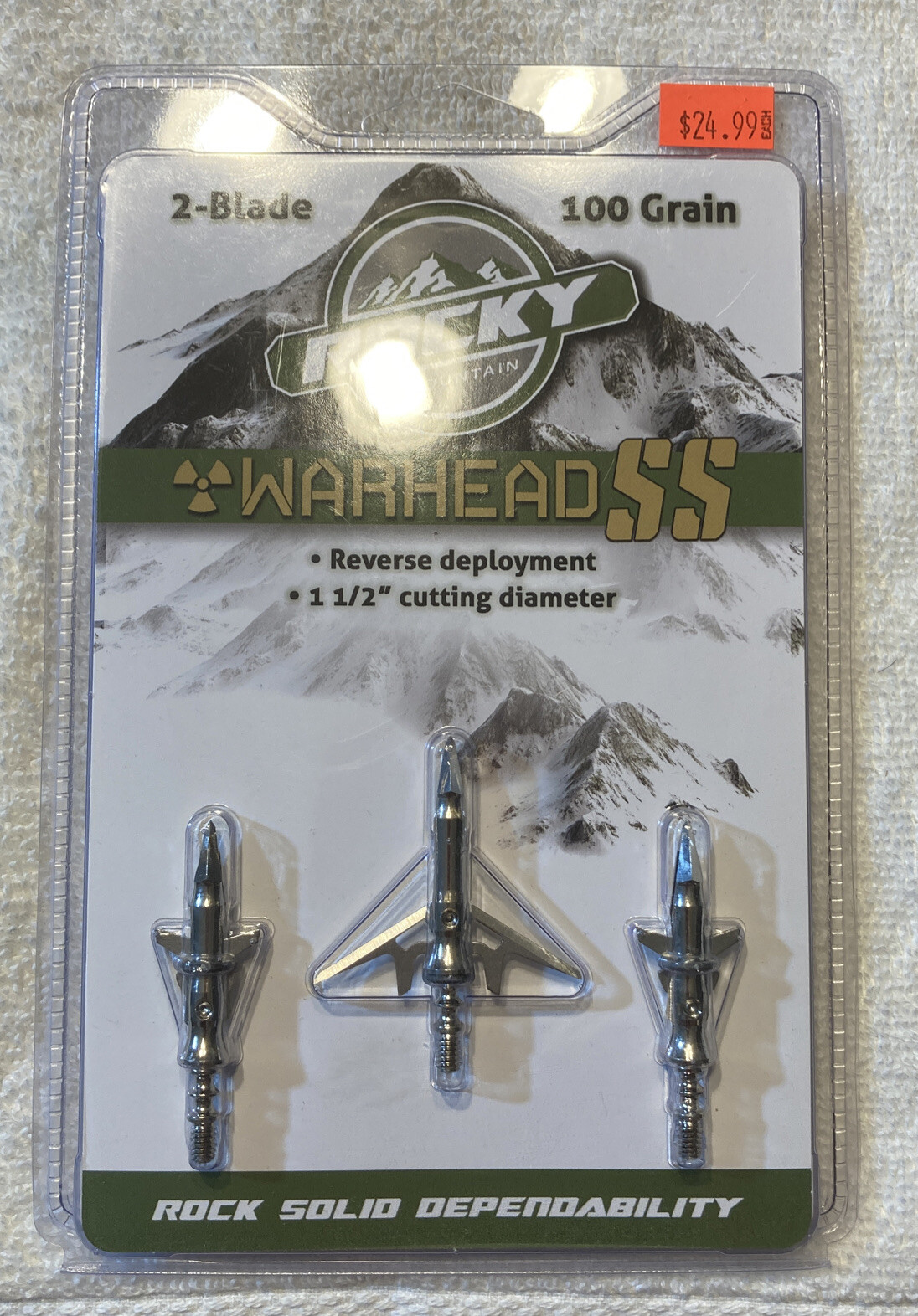 Rocky Mountain WarHead 2 Blade Mechanical Broadhead 100 Grain 13/4