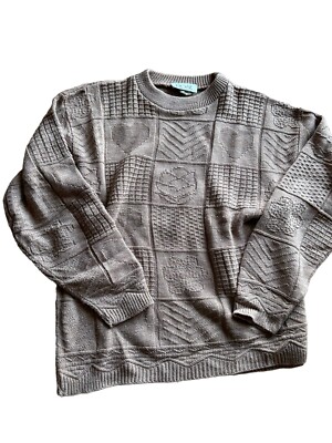 Vintage 80's ROSE Brand sweater Size Large tan Block Pattern W