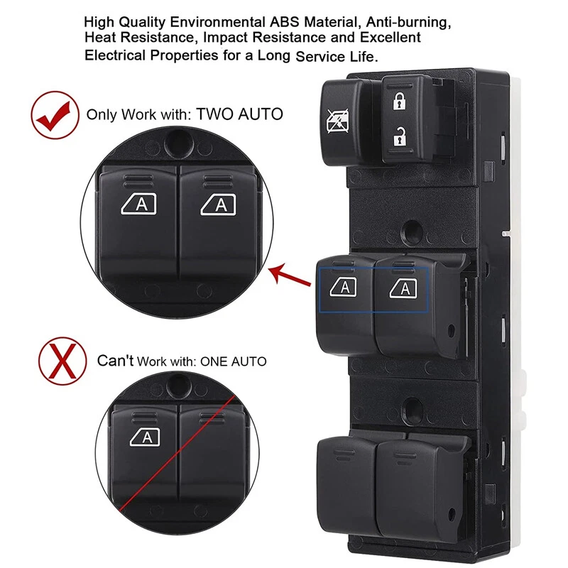 Power Window Switch Control Button for 2007-2012 Nissan Altima 25401-ZN50C 2AUTO Foto 3 de 4