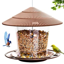 Hanging Bird Feeder Squirrel Proof for Outdoor Wild Bird Seed, Brown