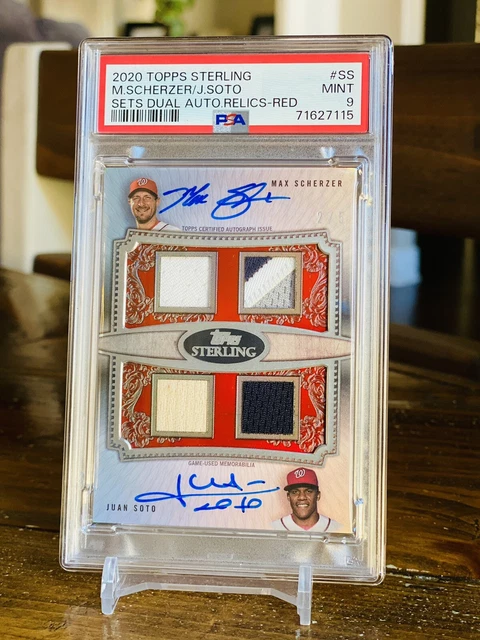 2020 Juan Soto Max Scherzer Red /5 Sterling Auto PSA 9 Game Used Bat Patch Relic