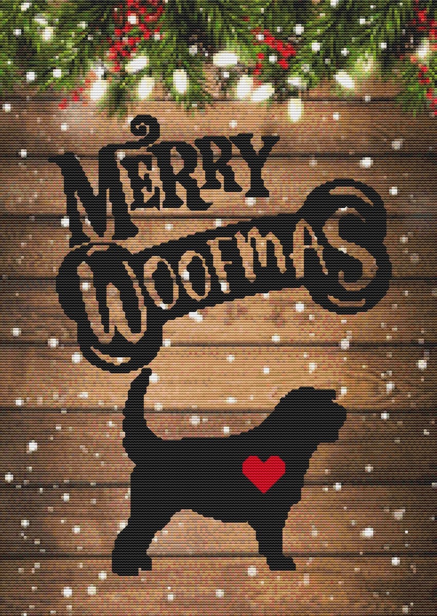 Otterhound Puppy Large, Modern Original Christmas Cross