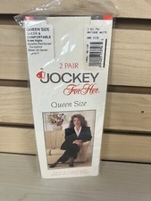 Vintage NOS Jockey For Her Queen Size Knee Highs Pack of 2 Antigue White One Siz