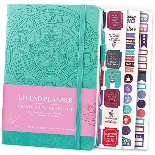 – Deluxe Weekly & Monthly Life Planner A5 (5.5'' x 8.3'') Aquamarine (Undated)