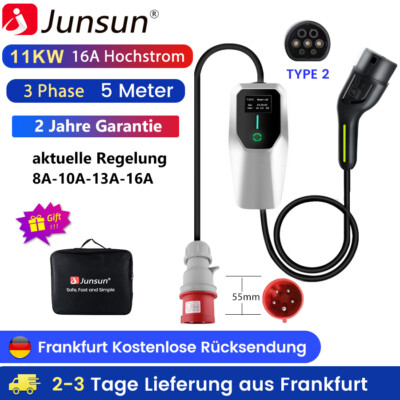 Typ 2 5m 11KW EV Ladekabel 16A 3 Phase Elektroauto PHEV Ladegerät Mobile Wallbox