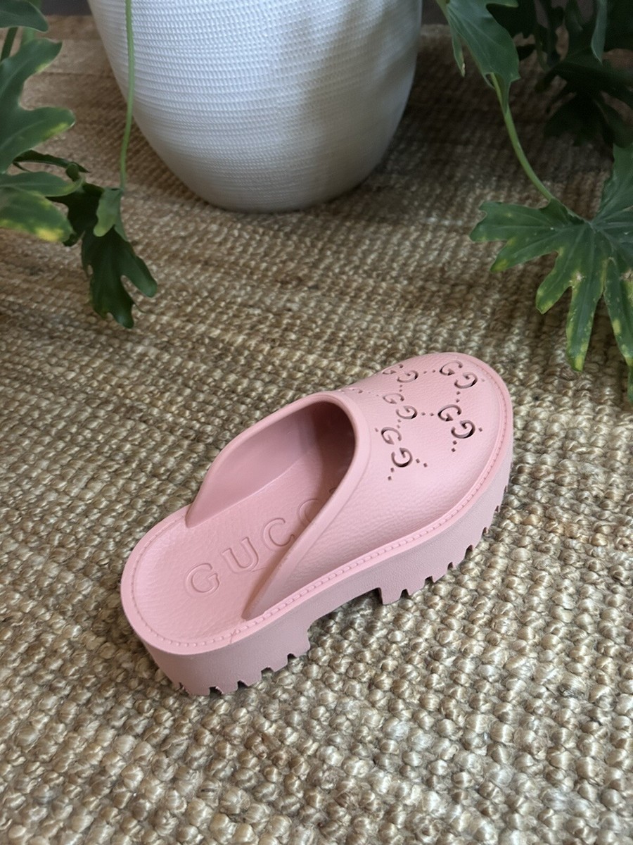Gucci GG Perforated Mules SZ 5 Coral Color | eBay