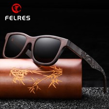 Men Women Bamboo Wood Polarized Sunglasses Wood Frame Outdoor Fashion Glasses