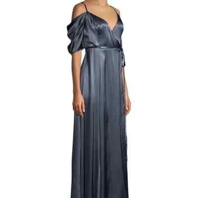 fame and partners wrapped pleated dress Fame and Partners + Pleated Maxi Dress