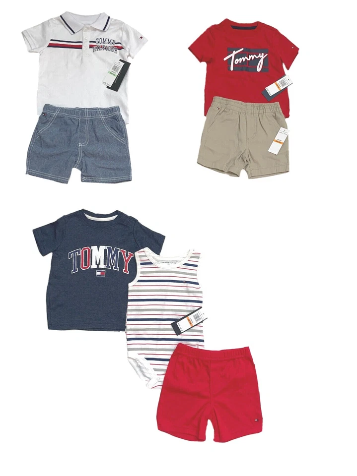 Tommy Hilfiger Juegos Cortos Bebé Niño o Niño Pequeño Niño 2-3 Piezas; Tallas 0/3M-4T Nuevo con Etiquetas Foto 3 de 4