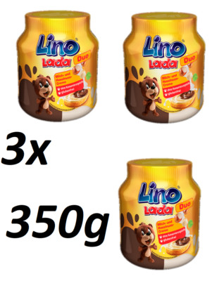 3x 350g Lino Lada Duo Milk Brotaufstrich Linolada Milchcreme Haselnüsse Podravka