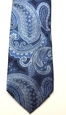 New Bloomingdale's Navy Blue Paisley Print 100 Silk Woven Neck Tie Necktie