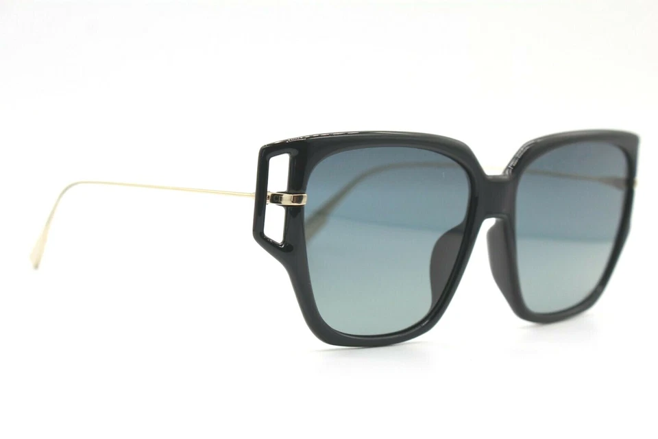 NOVO ÓCULOS DE SOL CHRISTIAN DiorDirection 3F 8071I OURO PRETO/AZUL LENTE FUMAÇA 58-16 - Imagem 2 de 4