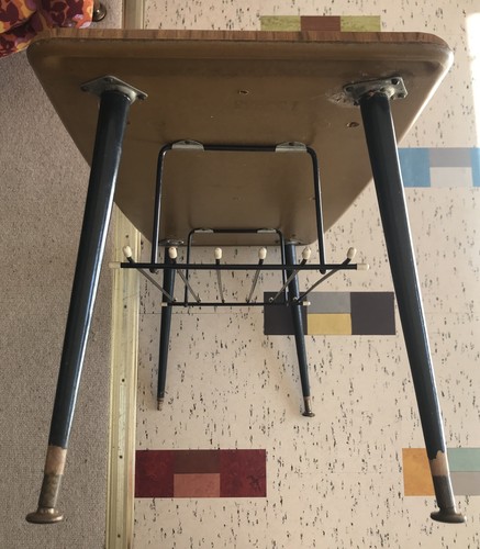 Vintage Retro 50-60s Coffee Table Wood Formica Original MidCentury Magazine Rack - Picture 6 of 24