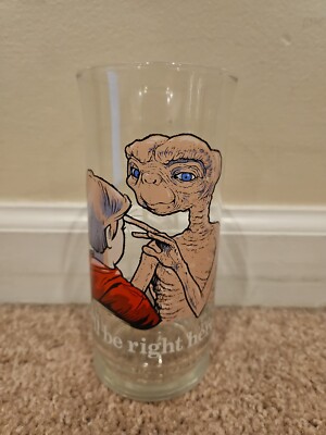 1982 E.T. ''I'll Be Right Here'' Pizza Hut Glass ET The Extra Terrestrial