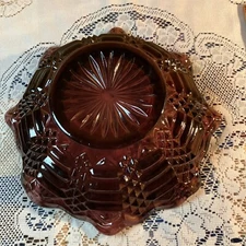 L E Smith Amethyst Purple Glass Bowl 7 Inch X 2 1/2inch