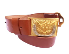 Cowboy War waist Belt Hand made Leather Belt With Eagle Buckle Tan Brown Color