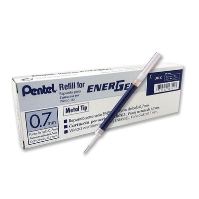 100 x Pentel LR7 EnerGel Roller Gel Pen Mine 0,7 mm Metallspitze   blaue Tinte