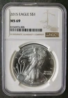 2015 $1 American Silver Eagle Dollar NGC MS69