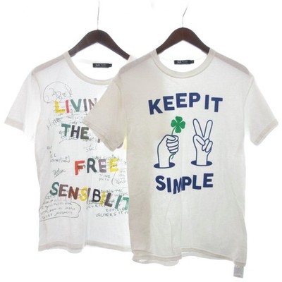 BEAMS HEART 2-piece set T-shirt cut and sewn short sleeve print white white S